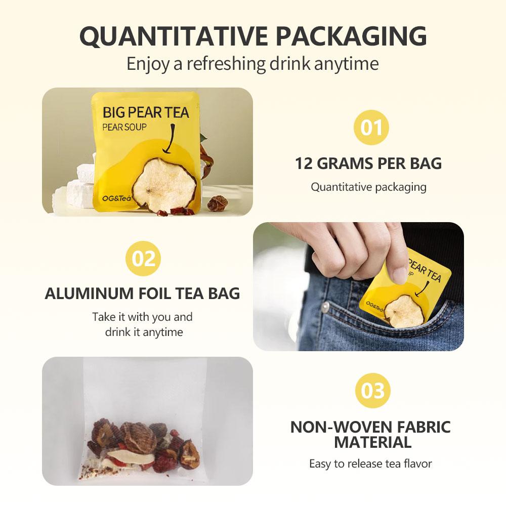 BOGO Cough-relieving Tea Big Pear Tea 3pcs Big Pear 2 Cartons (1Carton 152g 19g×8pack)×2 Caffeine Free Individual Packaging With Goji Berry Red Dates Lily Snow Fungus Pear And Rock Candy With Forest Thermos