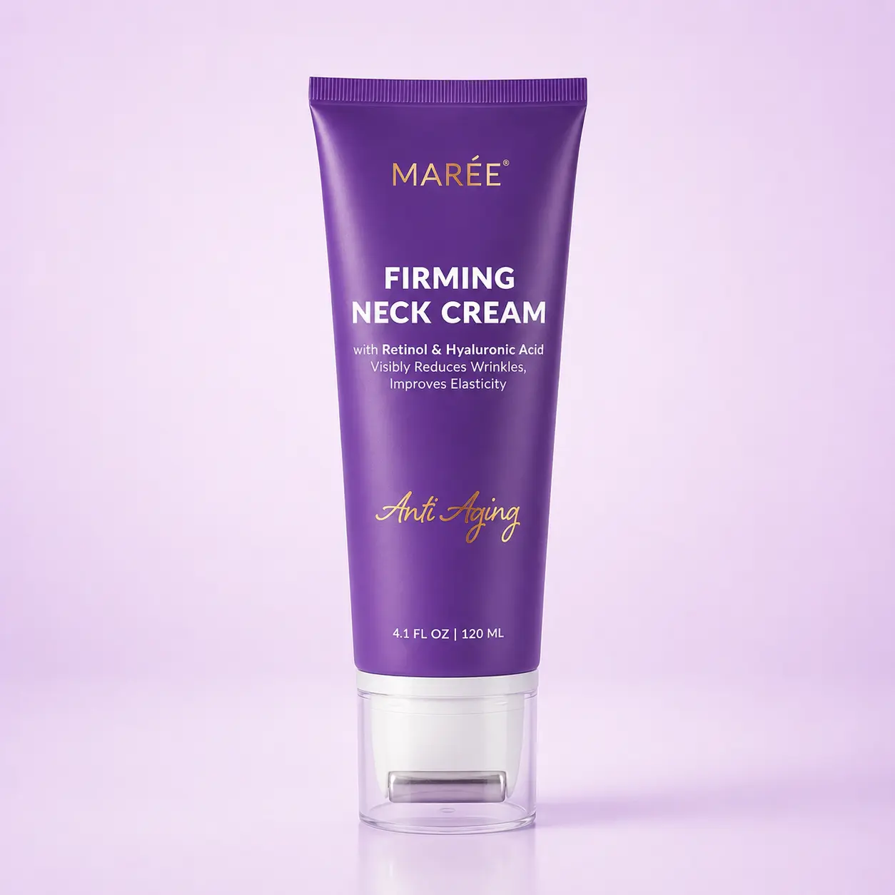 Neck Cream MARÉE – Pro Retinol & AH-8 with Face Roller – Firms, Smooths & Hydrates Neck Skin – 4.1 oz Lightweight Hyaluronic Acid