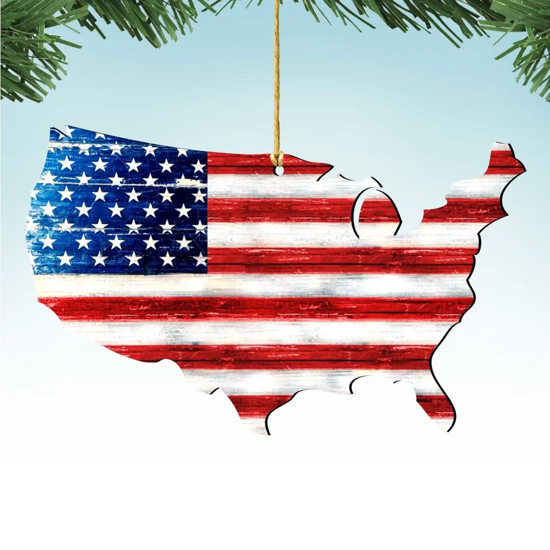 Designocracy 8198916-S2 5 x 5.5 in. Land of the Free America Wooden Ornaments - Set of 2