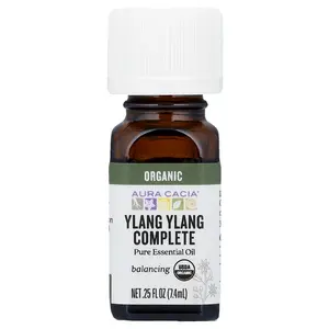 Aura Cacia Pure Essential Oil, Organic Ylang Ylang Complete, 0.25 fl oz (7.4 ml)