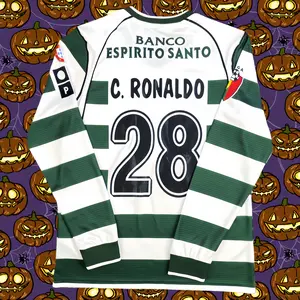 01-03 retro home #28 Ronaldo long sleeves football jersey
