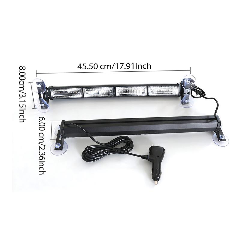 2 in 1 Emergency Strobe Traffic Advisor Light Bar Amber White Warning Hazard Safety Interior Windshield Dash Lights Emergency Lights for Trucks Construction 2x17.9, Amber/White LED Light Bar