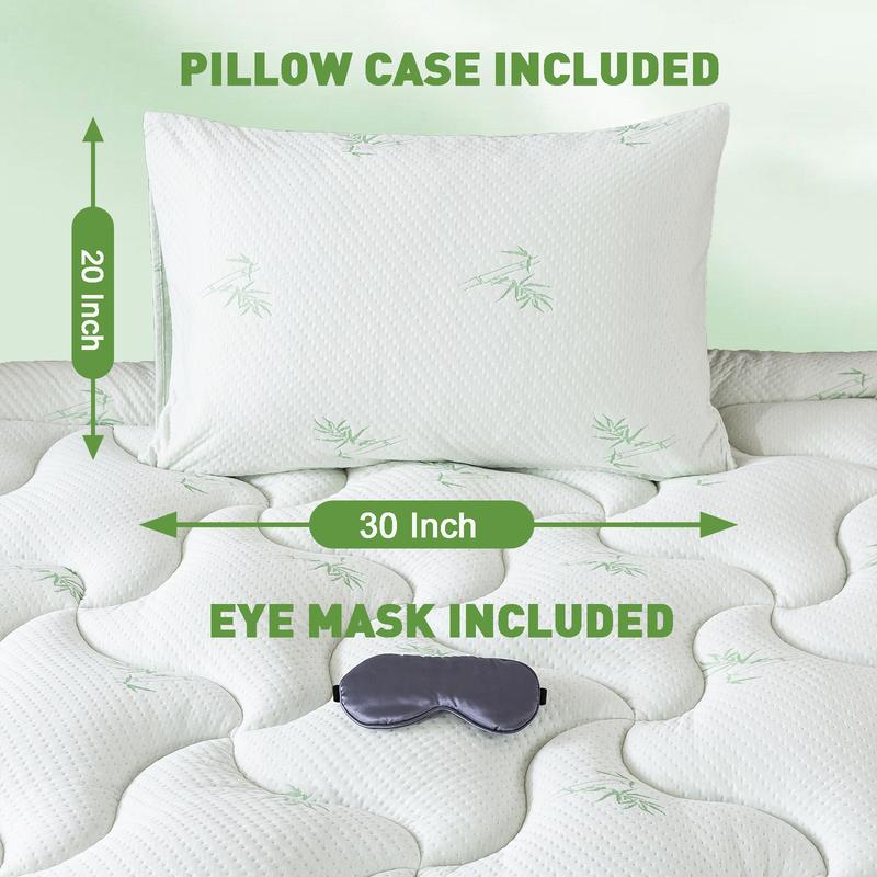 Springtok 2026 OBOEY Bamboo Mattress Topper 1000GSM with 1 Pillow Protector&Eye Mask, Side Pocket, Waterproof Mattress Protector, Cooling Extra Thick Breathable Mattress Pad Cover,8-21” Deep Pocket