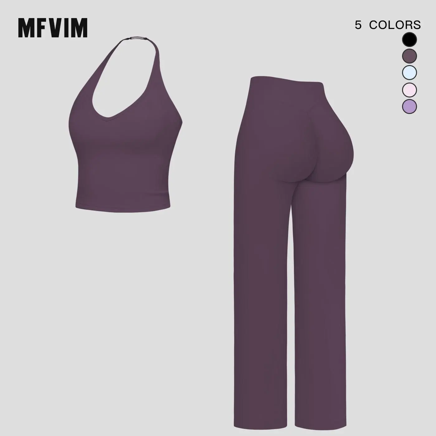 MFVIM Sporty Two-Piece Set Women’s Plain Crop Cami Top & Flare Leg Pants Sports Set, Sporty Casual Comfy Breathable Two-Piece Outfits for Yoga, Gym, Workout, Running, Gym Workout Clothes,summerwins,travel essentials,camping essentials