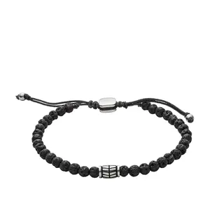 Fossil Men's Everett Beaded Black Semi-Precious Bracelet