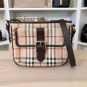 Pre-owned BURBERRY Coated Canvas Shoulder Bags Haymarket Check Crossbody Bag