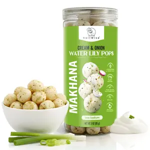 SaltWise Water Lily Pops (Foxnuts/Makhana) - Cream & Onion | Low Sodium Plant Protein