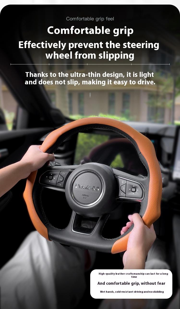 Hugexpen Nappa Leather Steering Wheel Cover New Quick TurnNon-Slip Breathable Ultra-Thin Universal Grip Cover Suitablefor Four Seasons car accessories