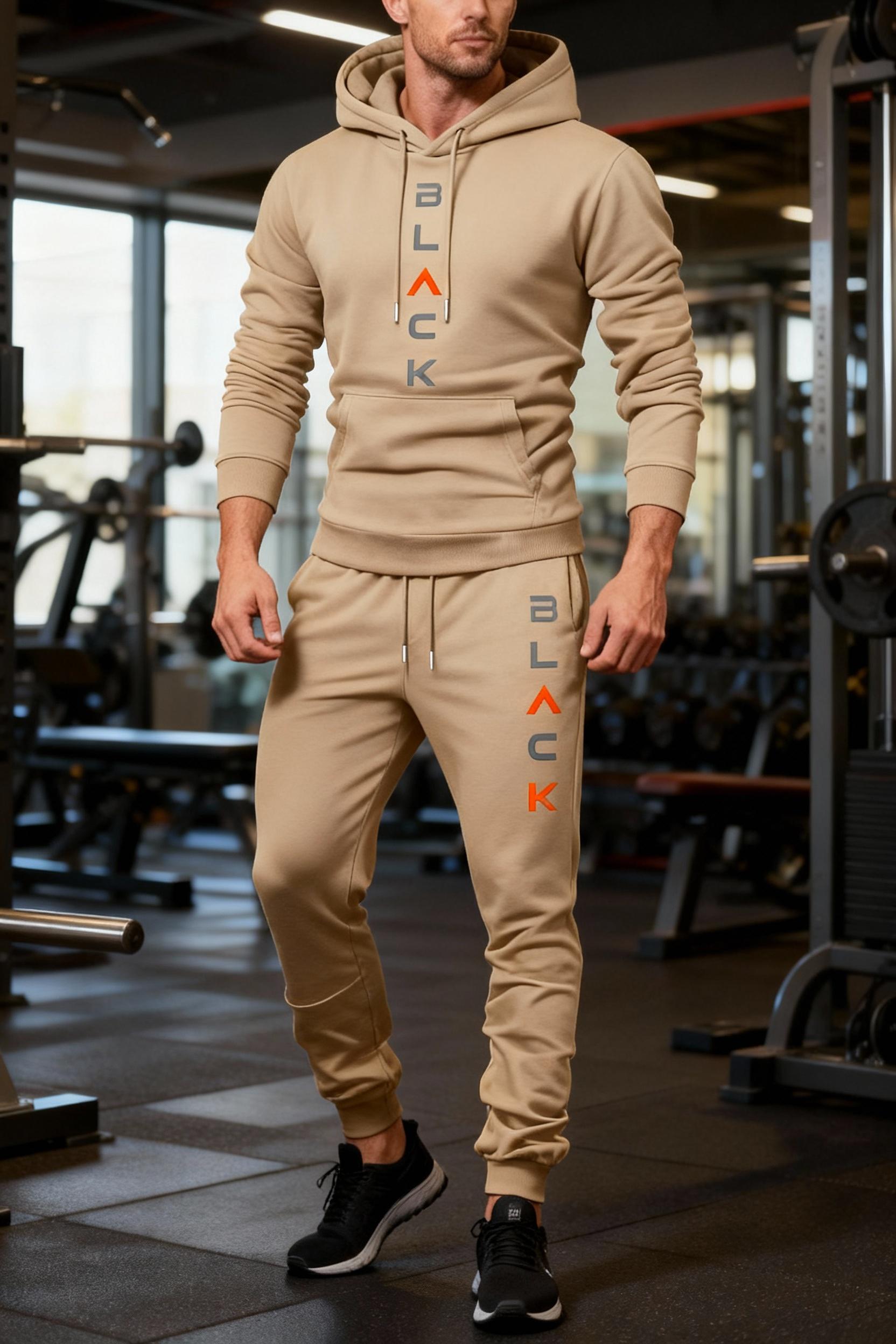 Men's hooded sports shirt and pants set, casual long-sleeve pullover with pocket design, perfect for everyday wear and extremely comfortable
