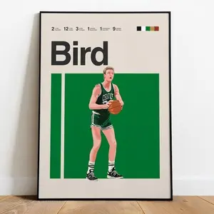 Larry Bird Basketball Poster - Boston Celtics "Larry Legend" Art - Minimalist NBA Heritage Print - Unframed Basketball Room Decor