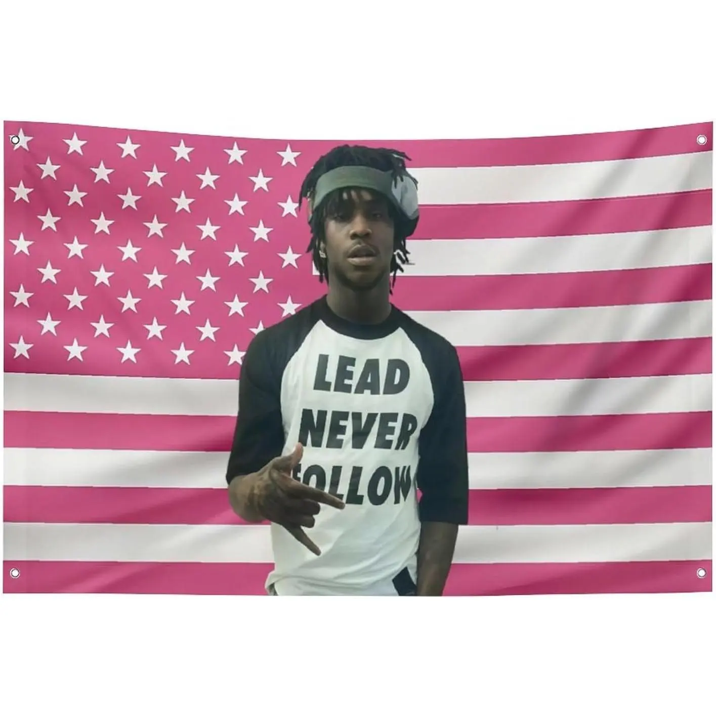Chief Keef Pink America Funny Cameron Flag Durable Decorative Wall Tapestry, 35x59 in, Modern Stripe Design, 4 Brass Grommets, for College Dorm & Teen Room, Home Bedroom Decor, Merch Gift