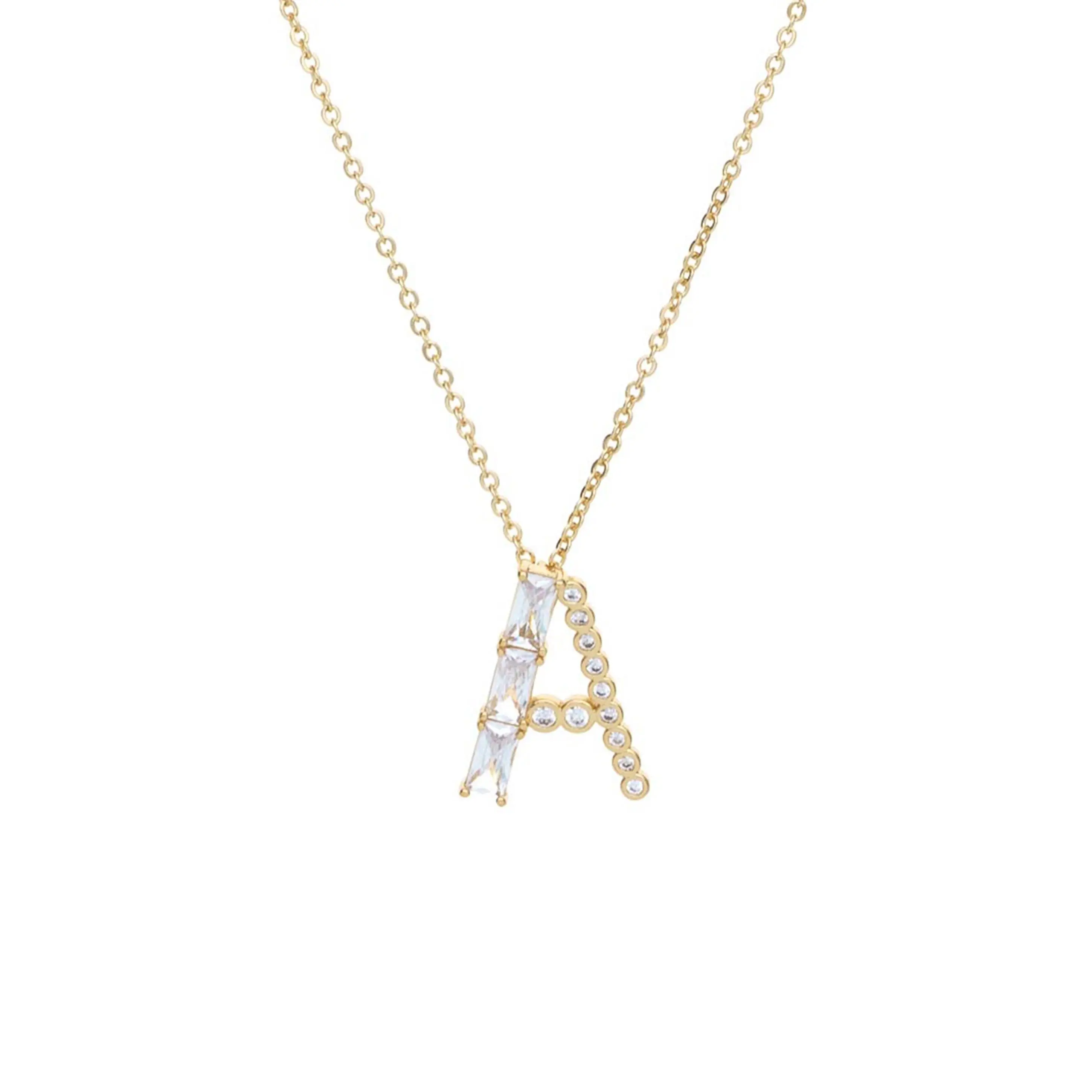 Mixed Crystal Initial Necklace – 18K Gold Plated Custom Letter Pendant Necklace for Women, Cubic Zirconia Personalized Initial Jewelry 16.5” + 5” Extender