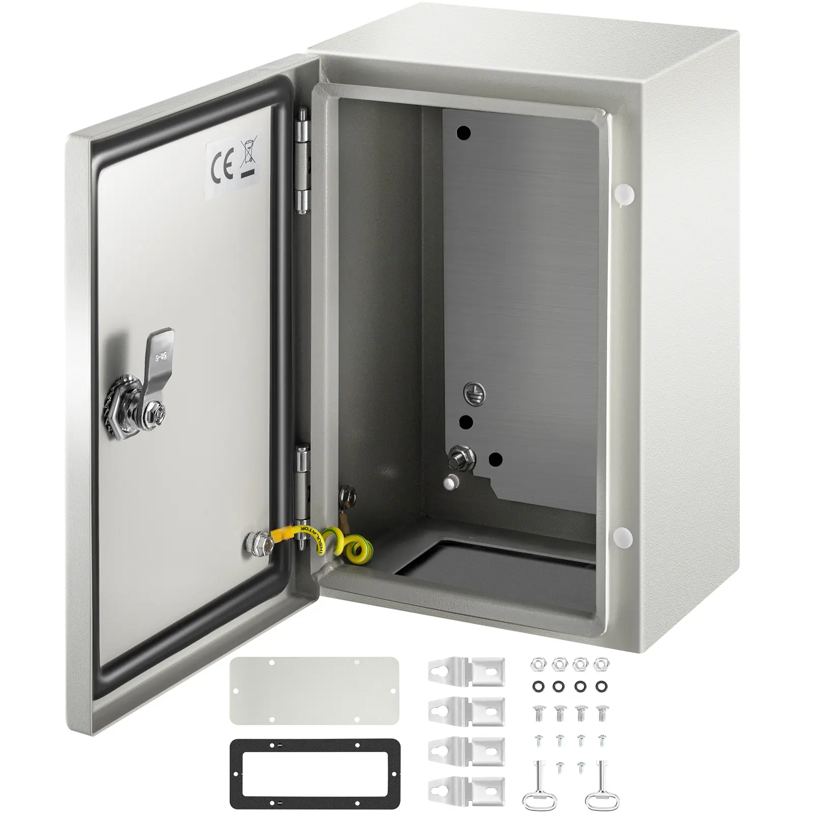 【Summerfinds】VEVOR NEMA 4X 1.5mm Steel Electrical Enclosure, 12x8x6" IP66 Waterproof Mechanical Junction Box, Wall-Mount Industrial Unit with Detachable Plate for Convenient Operation, Indoor/Outdoor Use