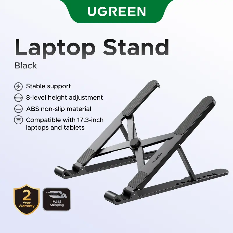 UGREEN Laptop Stand 8-Level Adjustable Ergonomic Foldable Desk Riser Holder for 10–17.3” Laptops & Tablets, Non-Slip Stable Cooling Design tiktokshopbacktoschool