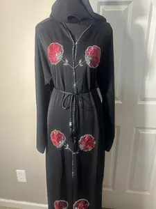 beautiful rose embroidery abaya