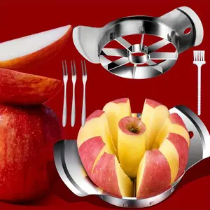 5pcs Fruit Slicer Stainless Steel Apple Slicer Corer 8-Slice Premium Fruit Cutter Wedger Easy Grip Fruit with Sharp Blade for Apples Pears and More Fruits with Forks and Brush tool kit set