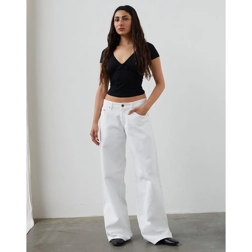 MOTEL Low Rise Roomy Jeans in True White