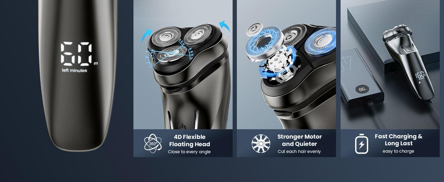 SHPAVVER Electric Shaver for Men, Rechargeable Wet Dry Shaver with Pop Up Trimmer, Waterproof Cordless Portable Razor - Comfort