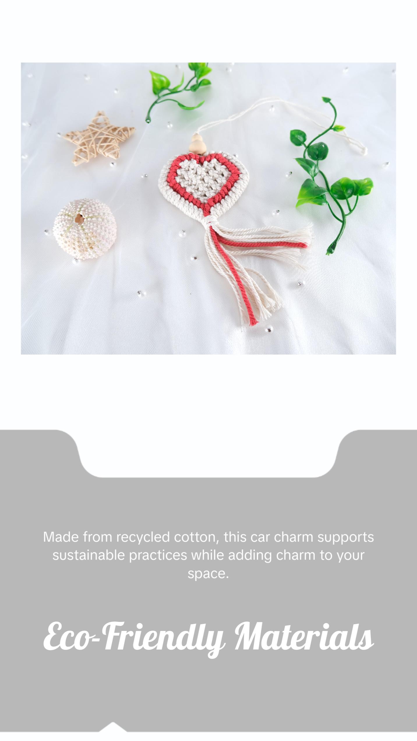 Macrame Heart Car Charm  Boho Car Accessory Macrame Car Decor Car Hanging Home Decor