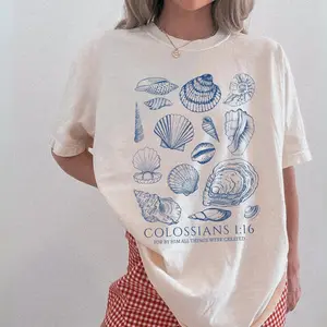 Comfort Colors Seashell Bible Verse TShirt, Ocean Life Coastal