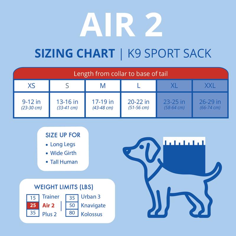 K9 Sport Sack Air 2 Lightweight Adjustable Dog Backpack Outdoor Pet Gear with Extra Large Macro-Mesh Triple Reinforced Stitching for Intermediate Walks