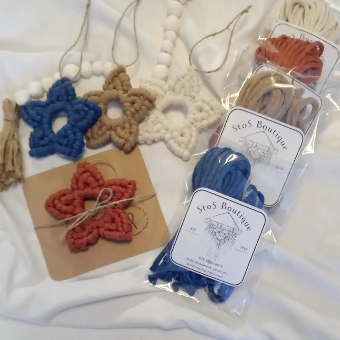 Macrame Star Christmas Tree Ornaments, DIY Macrame Kits, DIY Christmas Ornaments, Macrame Ornaments, Boho Christmas Decor