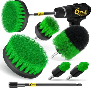 Holikme Drill Brush Power Scrubber Kit – 6 Pack Cleaning Brushes with Long Extension for Tub, Shower, Tile & Grout