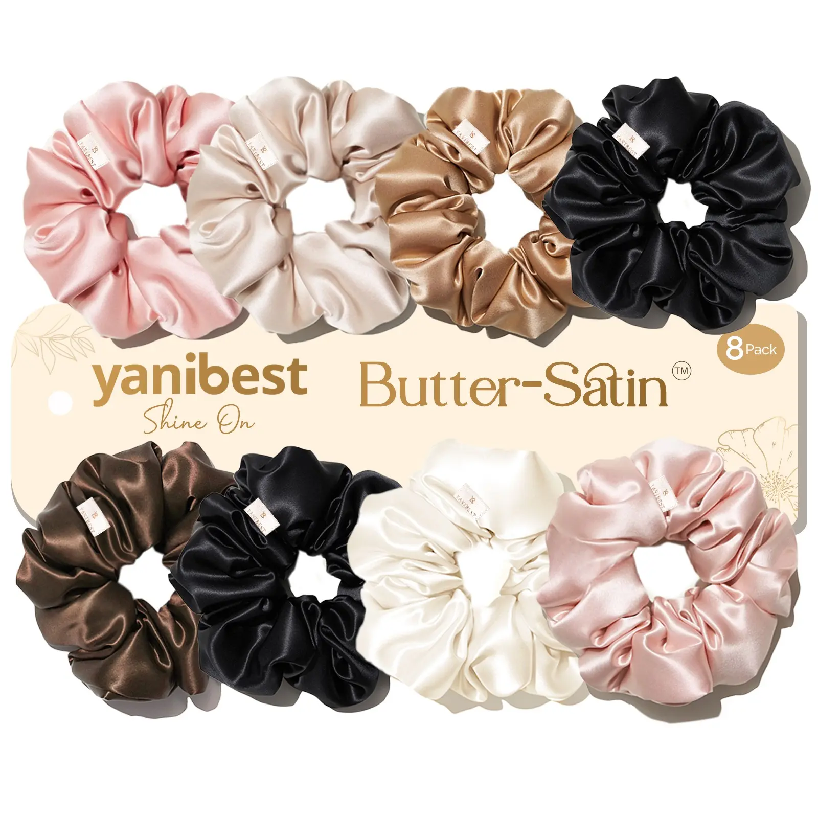 Yanibest 8 Pcs Satin Scrunchies - Elastic Band Scrunchie with Soft Elastic Bands, No-Damage Ponytail Holders for Curly Hair Accessories #SummerWins#DealsForYoudays