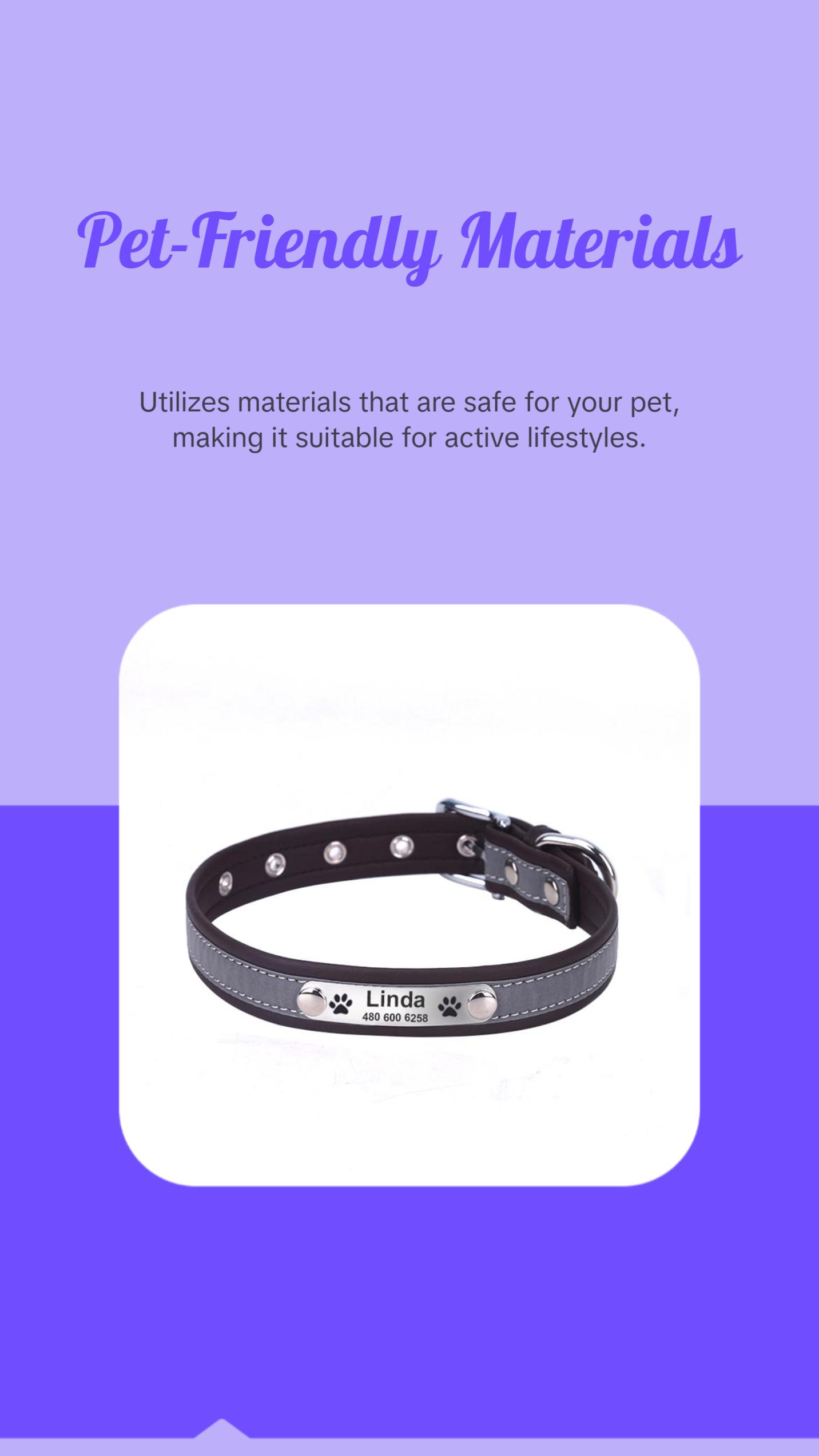 Personalized Dog Collar Leather Reflective Cat Collar Custom Engraved ID Tag Engraved For Puppy Large Dogs  Pet accessories