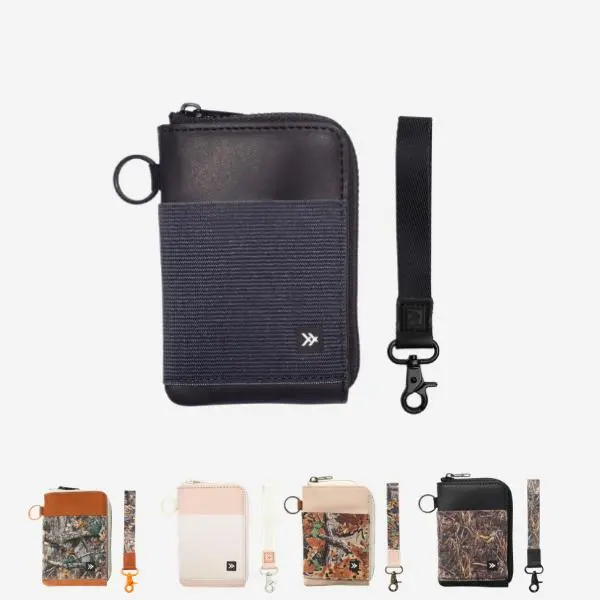 Thread Utility Leather Zipper Wallet & Wristlet Keychain Bundle