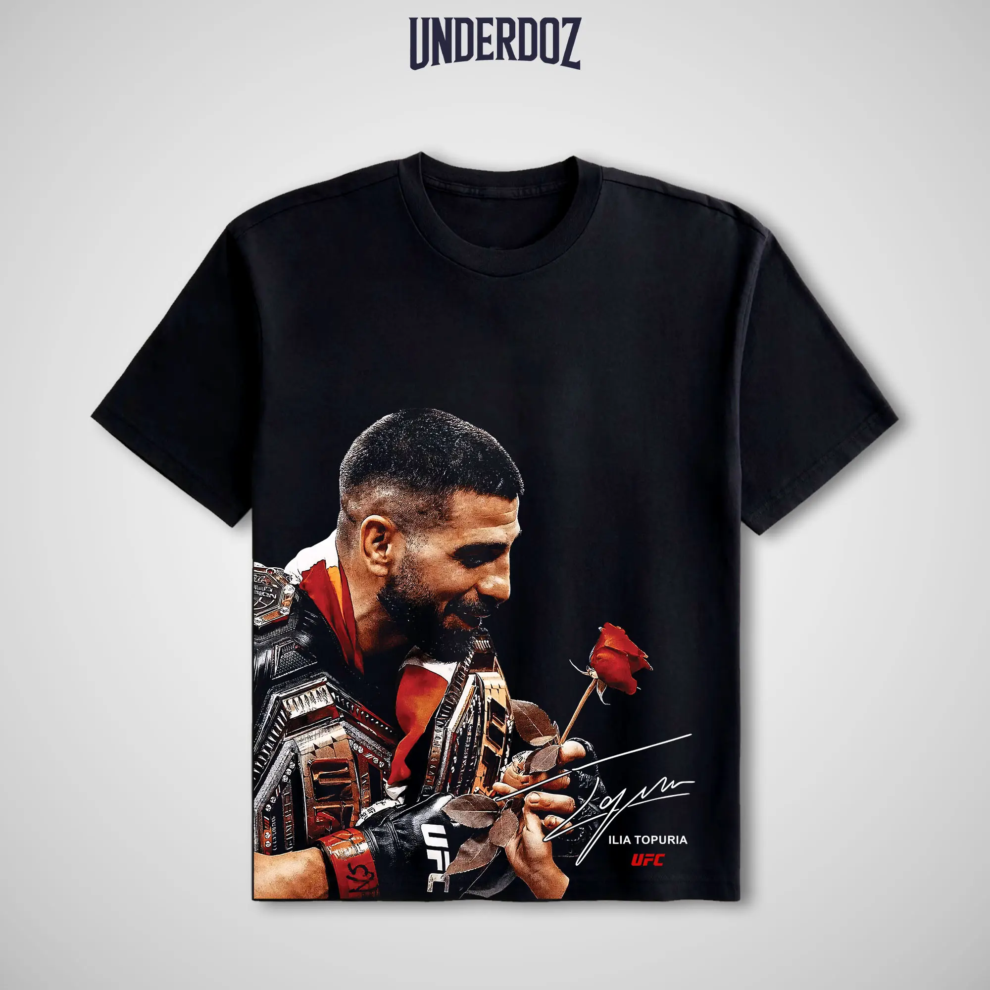 Ilia Topuria Graphic T-Shirt for Men, 100% Soft Cotton Casual Streetwear, Round Neck Short Sleeve UFC Combat Sports Fan Apparel