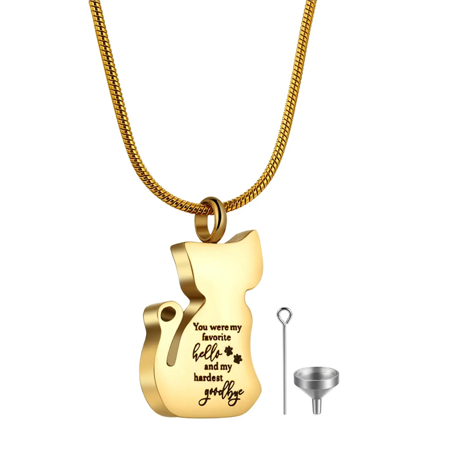 OIDEA Dainty Gold-Plated Stainless Steel Openable Personalized Memorial Pendant Necklace - Sentimental Necklaces, Daily Wear Cat Pet Cremation Keepsake Jewelry with Gold Chain, Gift for Pet Lovers, Daily Wear Necklace summerwins