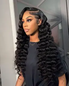 Live [200% Density] Menglle Loose Deep Wave 13x4 Lace Front Wigs Human Hair Pre Cut Lace Glueless Bounce Wand Curly Wig Natural Hairline Beginner Friendly#greenish#TikTokShopSpringGlowUp
