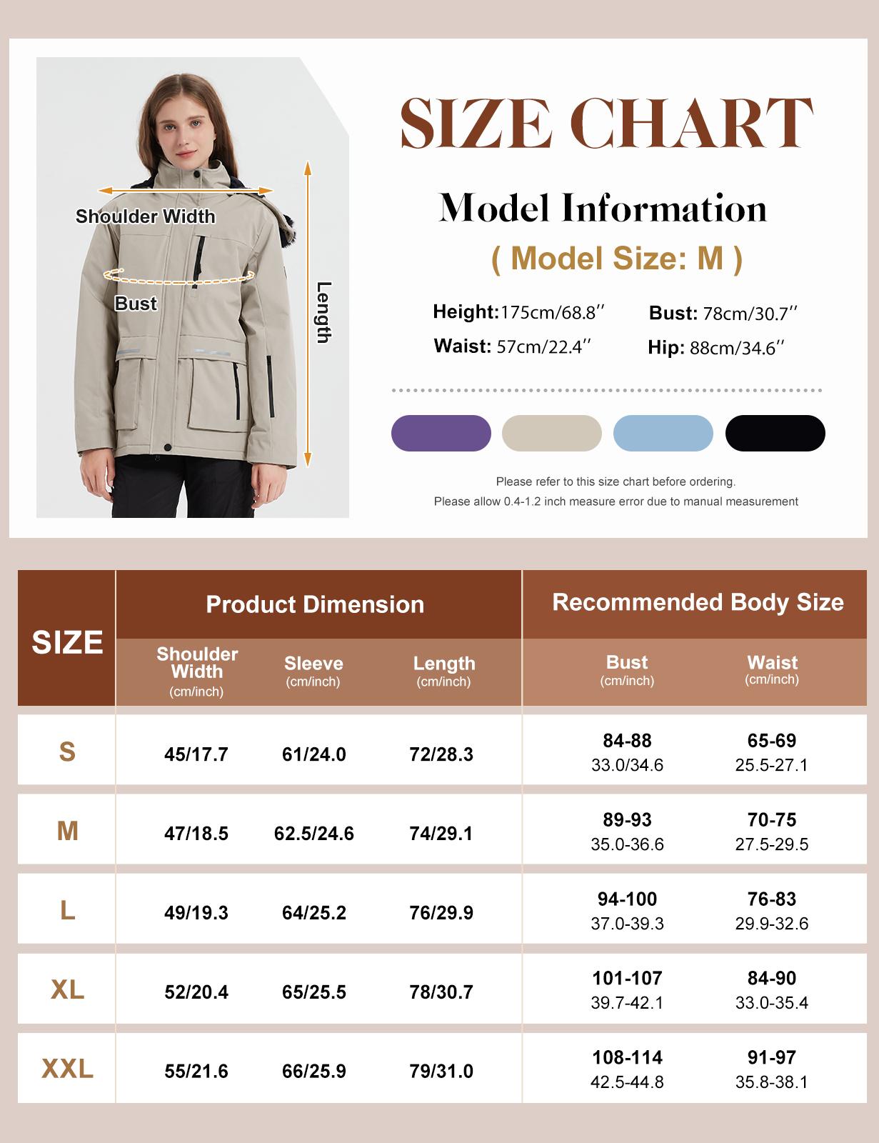 UMIPUBO Women's Waterproof Ski Jacket Warm Winter Coat Mountain Windproof Fleece Jacket Outdoor Hiking Jacket with Removable Hood