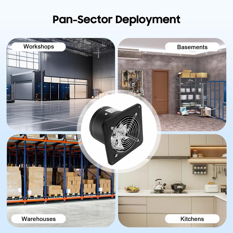 6 Inch Shutter Exhaust Fan 2800RPM 650m³/h Airflow 50dB Quiet Iron Ventilation for Kitchen Bathroom Basement Garage Office Moisture Odor Removal