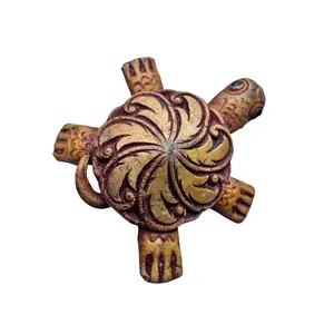 Vintage Unsigned Tooled Leather Boho Western Concho Turtle Brooch Brown 1.27”