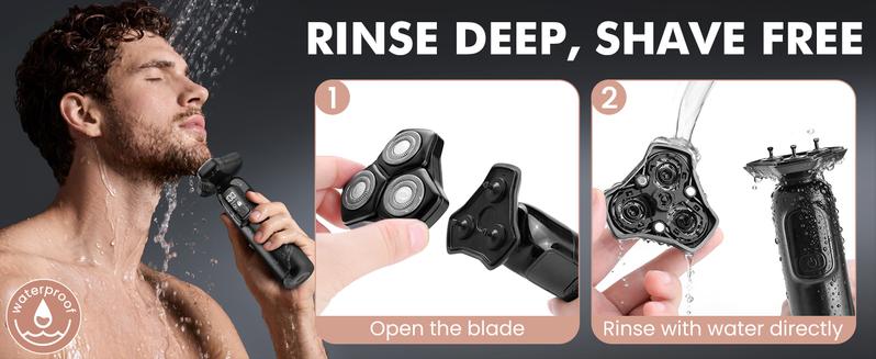 Akunbem 3-in-1 Electric Razor for Men – Waterproof Cordless Shaver for Beard, Bald Head & Groin Grooming& Body Trimmer,men shaver,Gift for Men，All-in-one device, saves both time and money