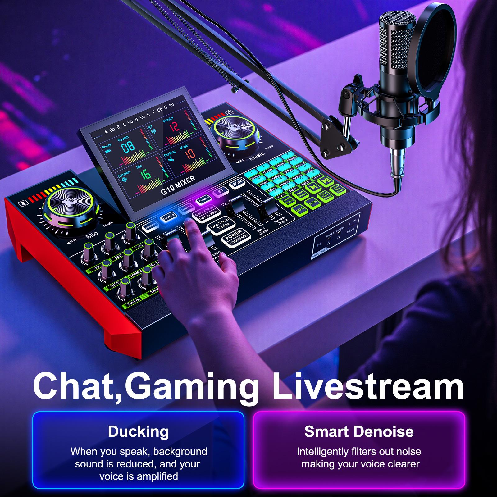 【Live】Tenlamp G10-P15 Cantilever Sound Card Kit, Upgraded Cantilever Bracket, Customizable Sound Effects, Condenser Microphone, Suitable for Live Streaming, Gaming, Vocal Podcasting, 2-Level Noise Cancellation, and Computer Audio Mixing