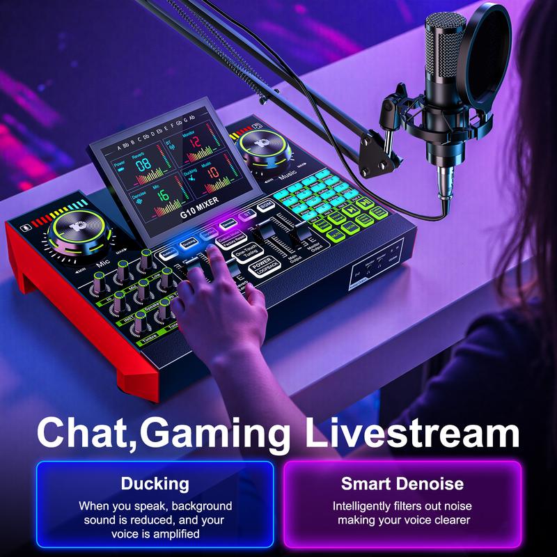 【Live】Tenlamp G10-P15 Cantilever Sound Card Kit, Upgraded Cantilever Bracket, Customizable Sound Effects, Condenser Microphone, Suitable for Live Streaming, Gaming, Vocal Podcasting, 2-Level Noise Cancellation, and Computer Audio Mixing