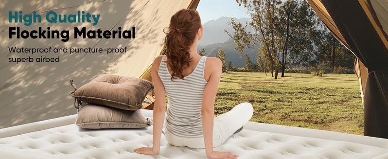 Air Mattress - Inflatable Blow Up Mattress Airbed with Built-in High Capacity Pump, Double Height, Adjustable, Non-Slip Bottom Design