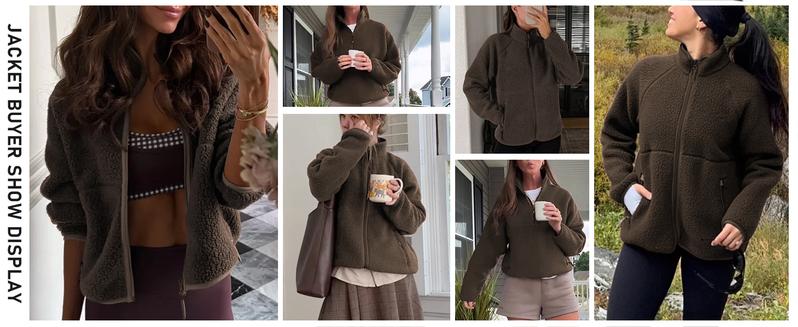 Songling Women's Fleece Jacket Warm Long-Sleeve Sherpa Thermal Outerwear with Pockets Soft Lightweight for Fall/Winter Casual Outdoor Coats Songling Women's Fleece Jacket Warm Long-Sleeve Sherpa Thermal Outerwear with Pockets Soft Lightweight for Fall/Winter Casual Outdoor Coats