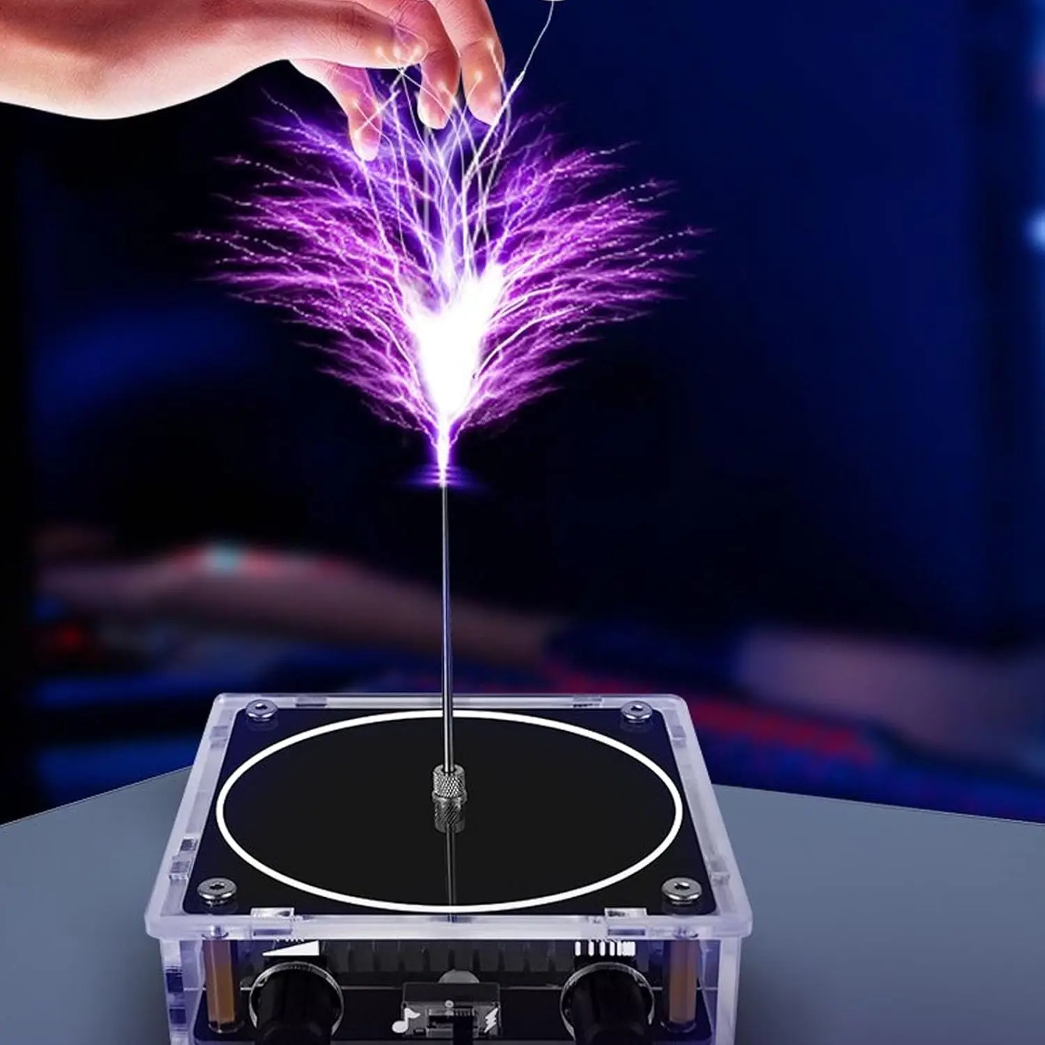Multifunction Cool Gadgets Musical Tesla Coil Science Experiment Kit - Bluetooth-Enabled Touchable Spark Arc Generator, Compact Interactive Music Boxes with Reinforced Rings, Wireless Teaching Aid for Experimental Education, Cool Tech Gadgets, Arcs With L