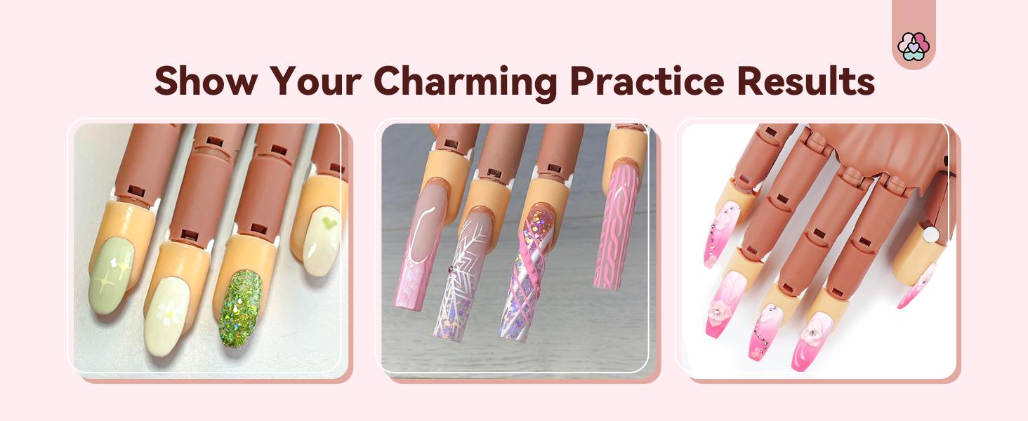 SAVILAND Practice Hand Kit: Flexible Movable Fake Hand for Acrylic Nails with 200 Nail Tips Glue Brush Clipper—Ideal for Beginners Manicure Training