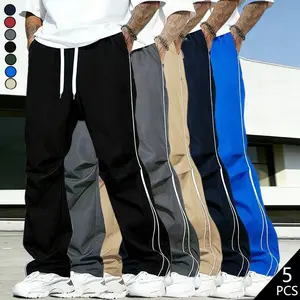 Men’s fashion loose pants with side stripes, comfortable breathable casual jogger sweatpants for all seasons, suitable for outdoor activities and sporty looks—an ideal gift for a husband, son, or boyfriend
