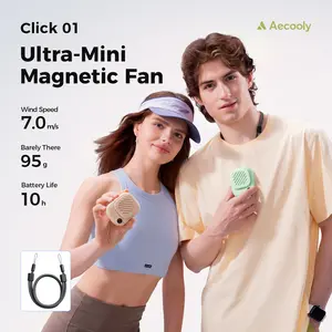 Aecooly Click 01 Portable Mini Neck Fan 95g Ultra-Light & Magnetic Clip,10H Battery Life, 3-Speed Silent Wind, Tangle-Free Design-100% Authentic Summer Essential