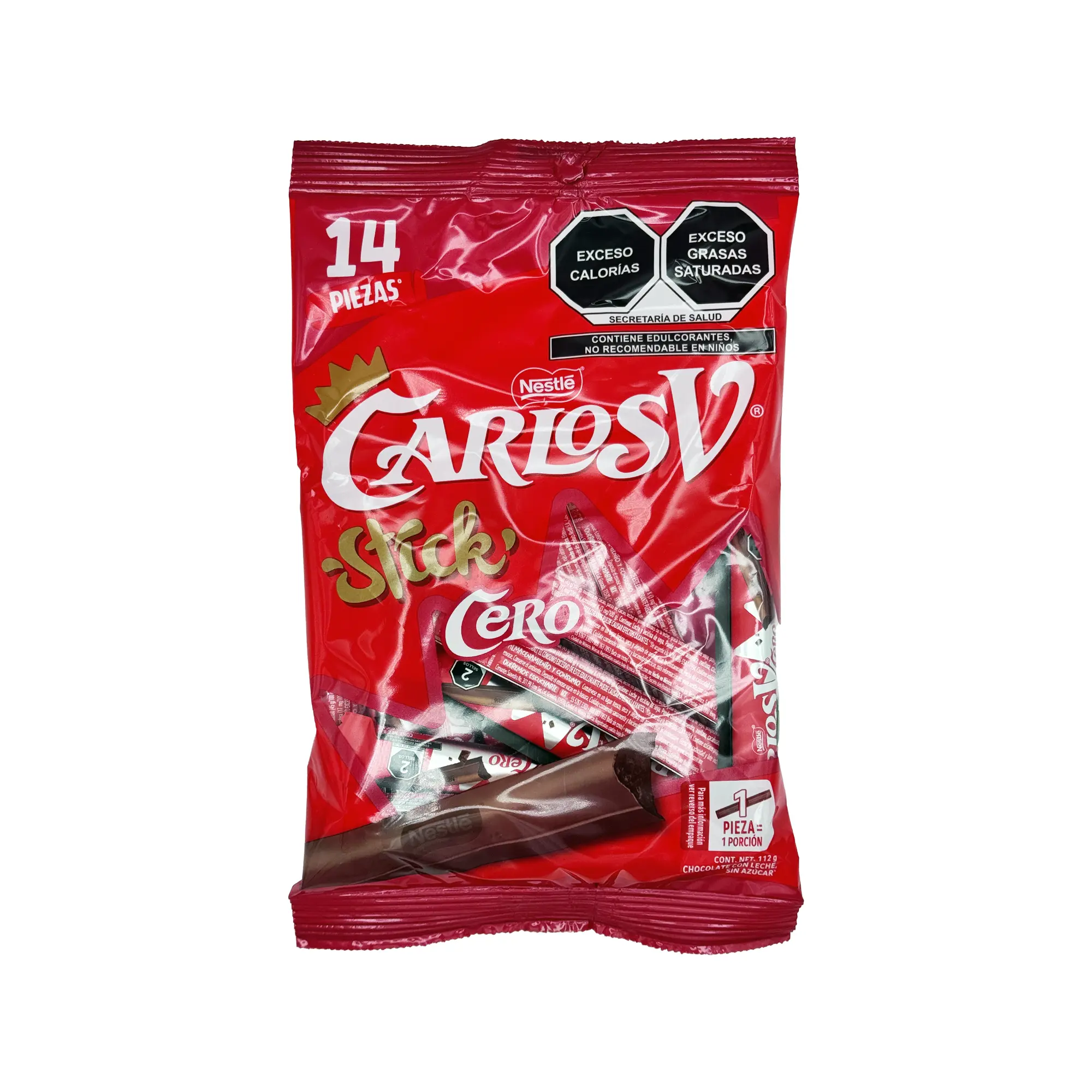 Carlos V Stick Cero - Sugar-Free Milk Chocolate Snacks, 14 Pieces, Dulces Mexicanos, Mexican Candy, Rich, Creamy, Sweet, Treat