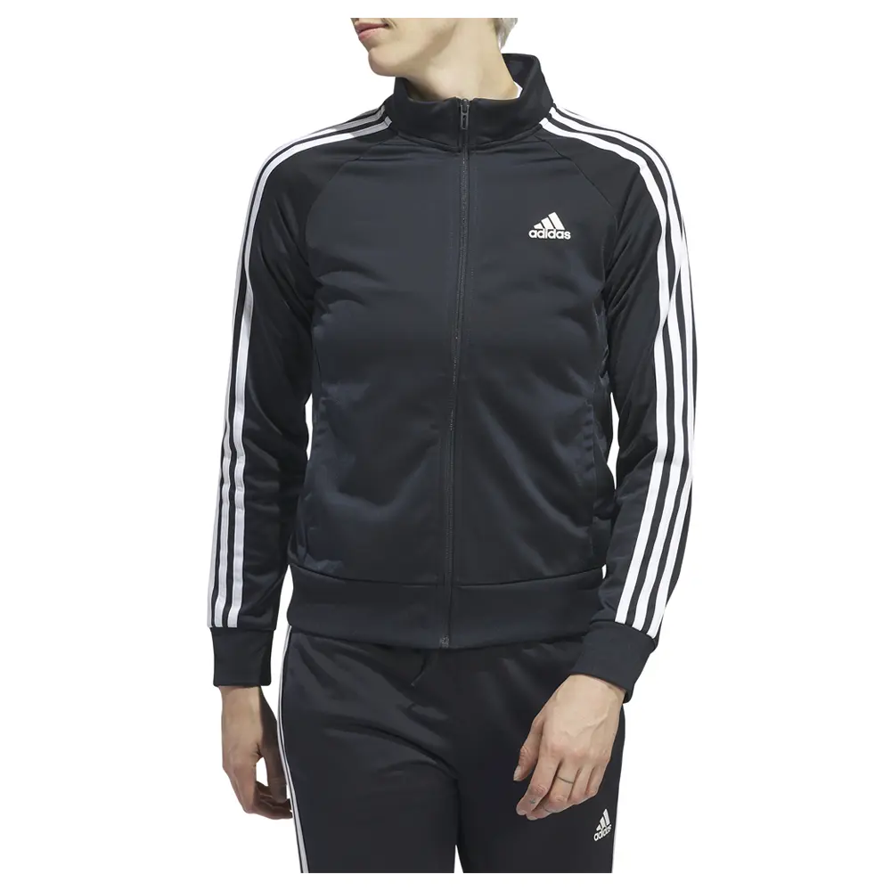 adidas Womens Primegreen Essentials Warm-Up 3-Stripes Training Athletic Outerwear Casual - Black