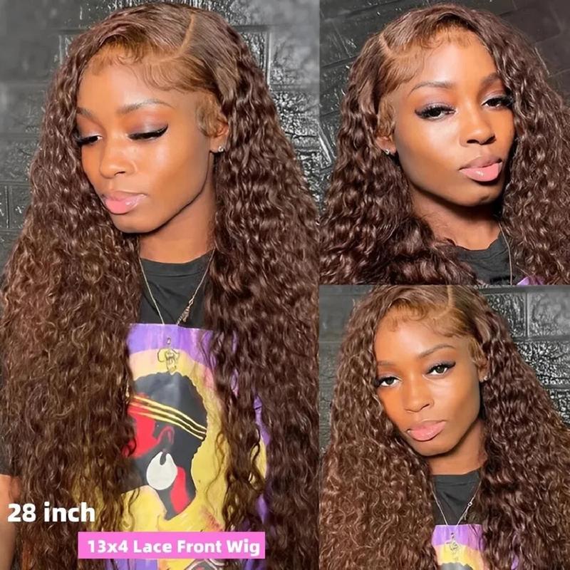 Chocolate Brown Deep Curly Human Hair Wig 13X4 Hd Transparent Lace Frontal Wigs Colored Loose Deep Wave 13X6 Lace Front Wig For Women 30 34 Inch Natural Hairline TikTokShopBlackFriday