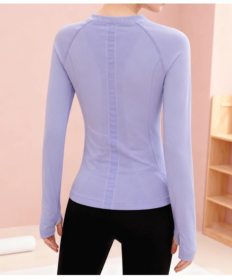 SUNVADUN 73D Seamless Long-sleeved Women's Yoga Top with Thumb Holes High-end Form-fitting for Professional Running Fitness Spring Autumn  Available Gym Sweatwear Gym Workout Shirt Everyday Activewear Athletic Techwear