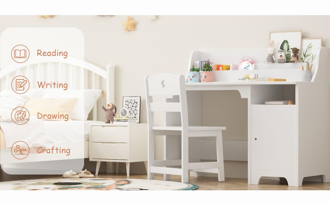 【GARVEE】Study Desk and Chair Set with Hutch and Storage Cabinet, Wooden Table for Students Aged 3-12, Ideal for Bedroom and Study Room, Functional Writing Desk and Computer Workstation 【GARVEE】Study Desk and Chair Set with Hutch and Storage Cabinet, Wooden Table for Students Aged 3-12, Ideal for Bedroom and Study Room, Functional Writing Desk and Computer Workstation